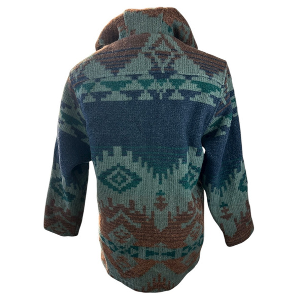 Vintage Woolrich Woman Southwestern Aztec Blanket Style Jacket Zip Hooded Medium - Picture 11 of 16